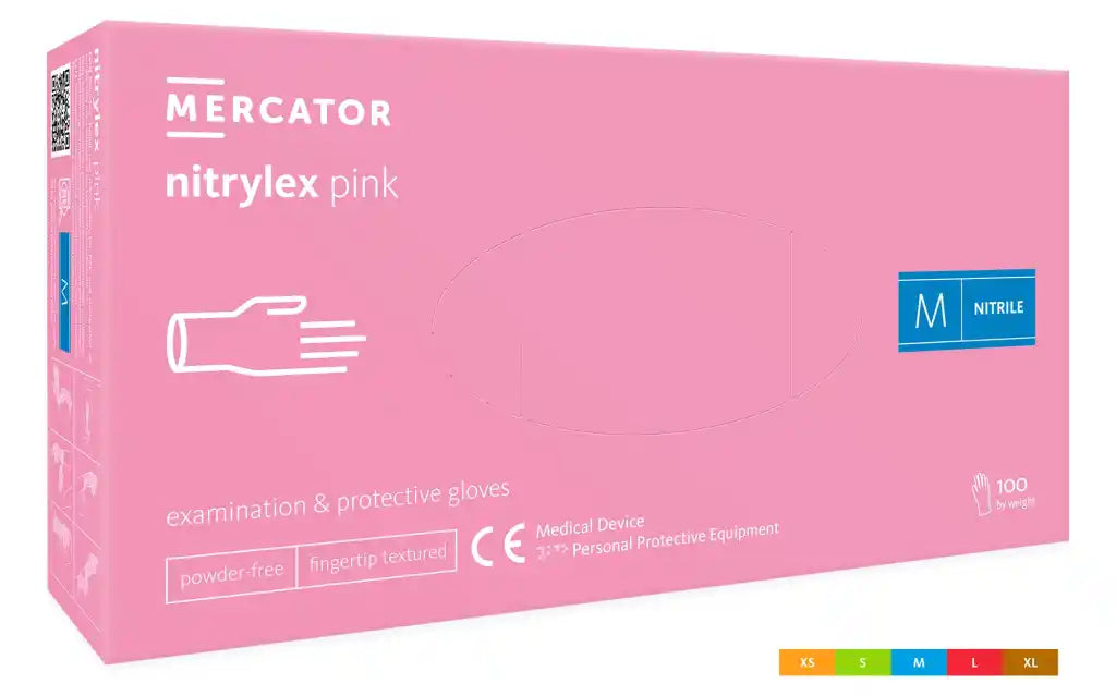 Mănuși nitril Nitrylex Classic 3.5g Roz 100buc | XS-XL