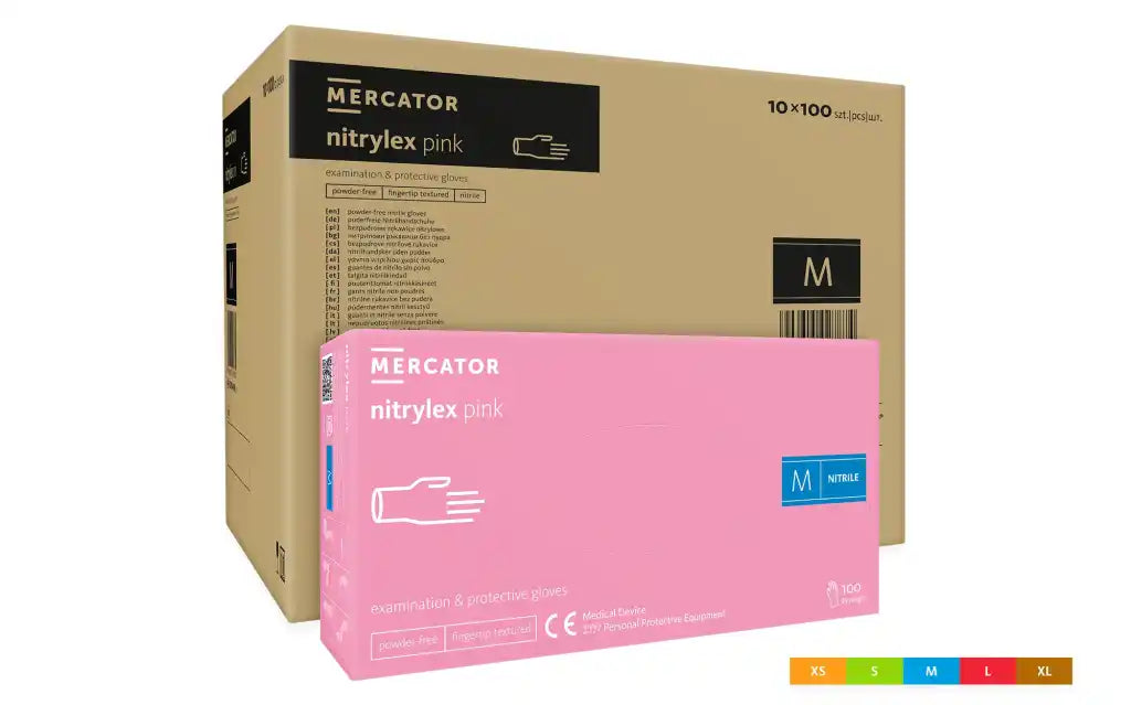 Mănuși nitril Nitrylex Classic 3.5g Roz 100buc | XS-XL