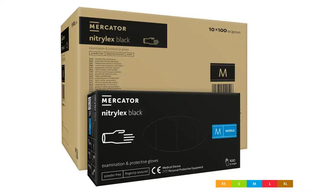 Mănuși nitril Nitrylex 3.7g Classic Negru 100buc | XS-XL