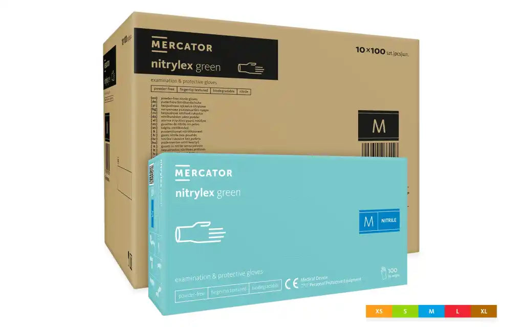 Mănuși nitril Nitrylex Classic 3.5g Verzi 100buc | XS-XL