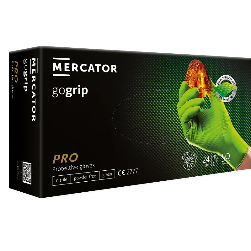 Mănuși nitril GoGrip Verde CAT.III 50buc | M-2XL