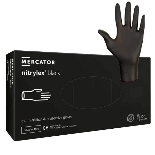 Mănuși nitril Nitrylex 3.7g Classic Negru 100buc | XS-XL