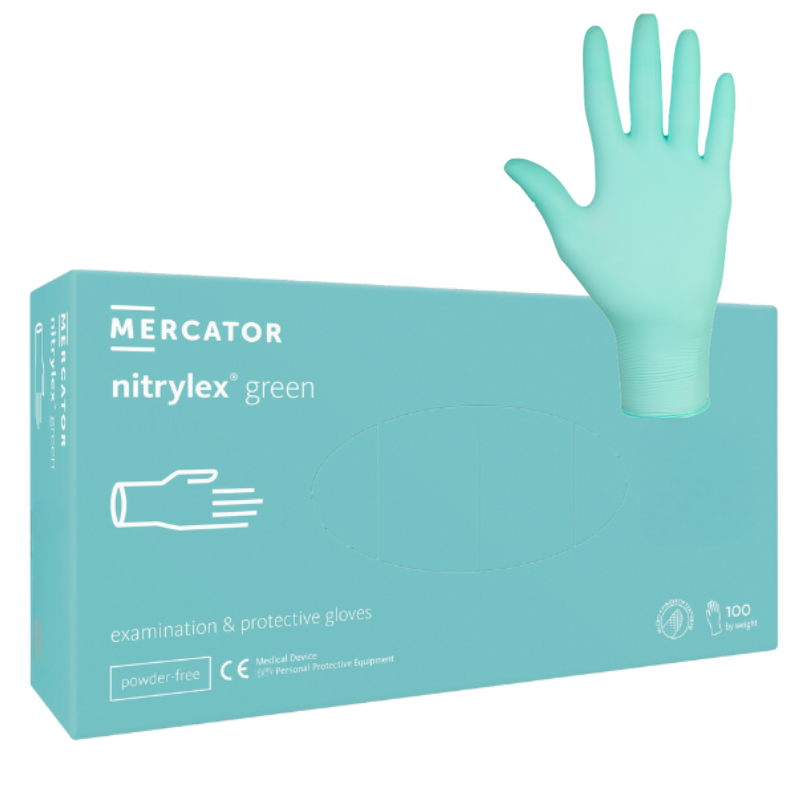 Mănuși nitril Nitrylex Classic 3.5g Verzi 100buc | XS-XL
