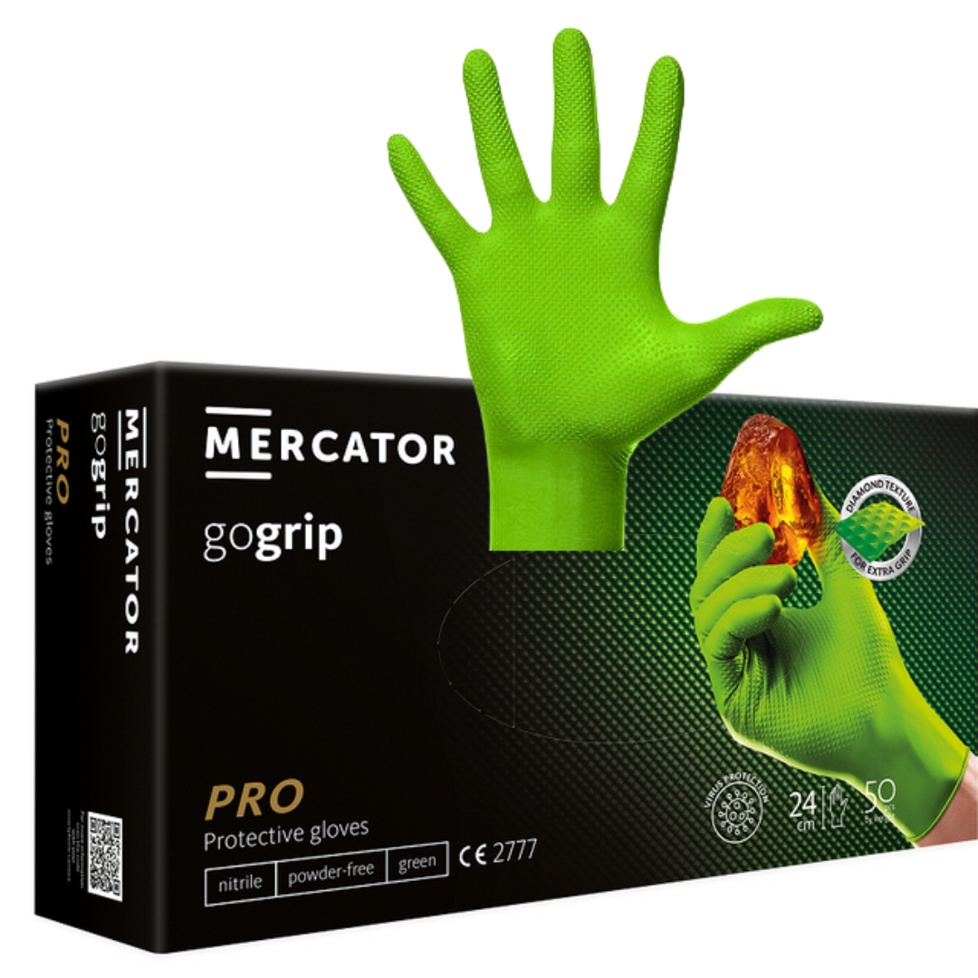 Mănuși nitril GoGrip Verde CAT.III 50buc | M-2XL