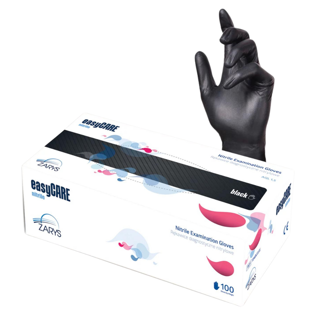 Mănuși nitril 3.9g EasyCare Negre 100buc | XS-XL