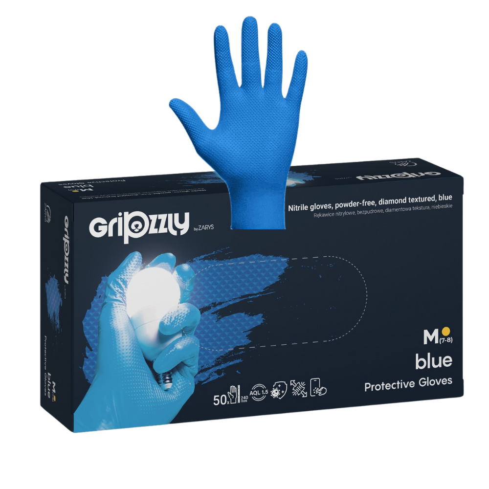 Mănuși nitril GripZZly Albastru 50buc | S-2XL
