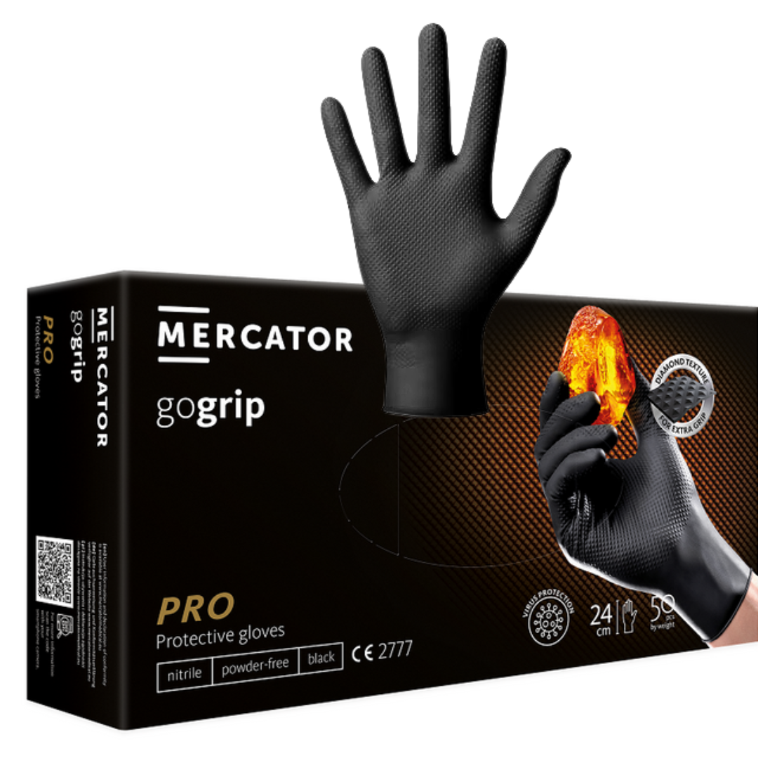Mănuși nitril GoGrip Negru CAT.III 50buc